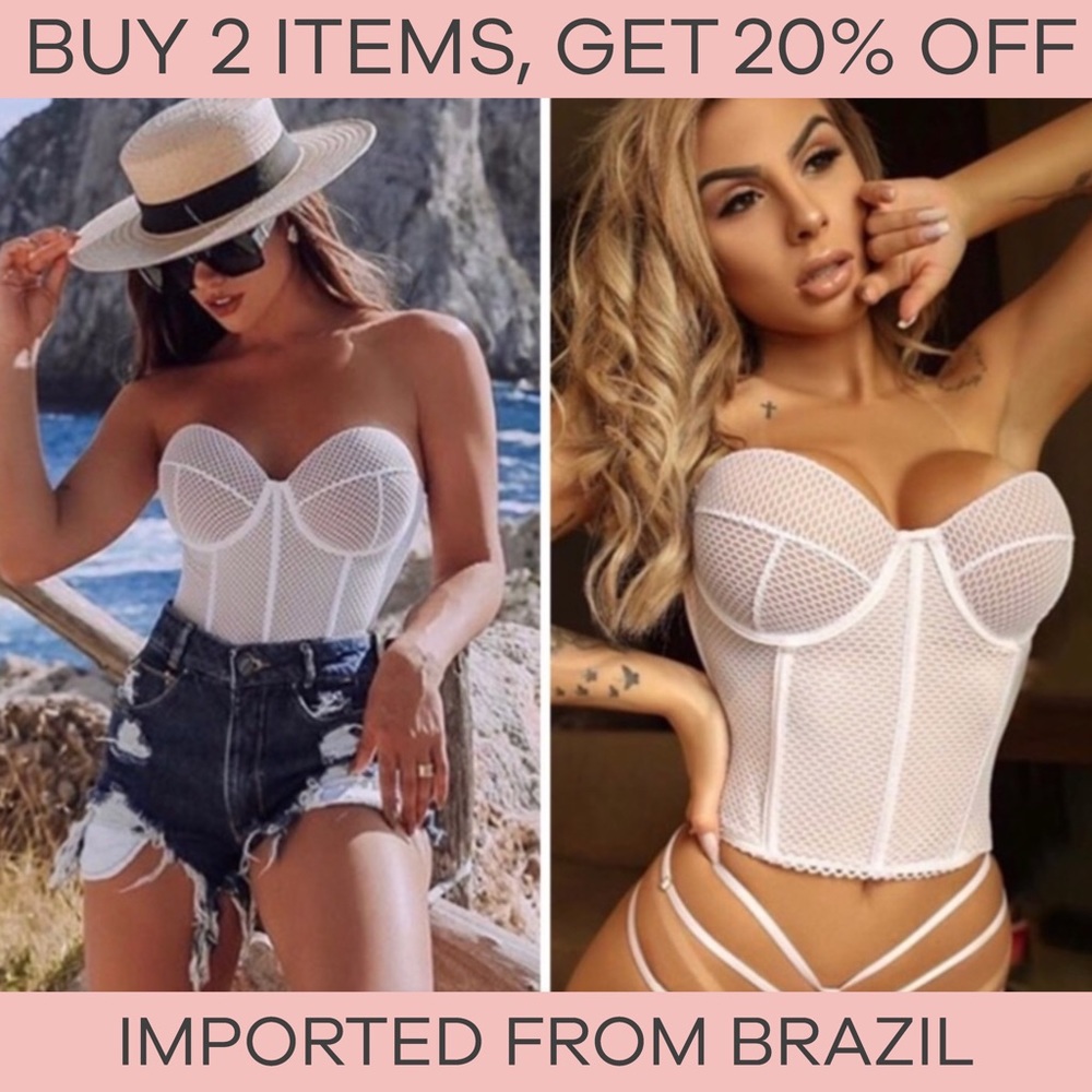 Corset bustier & panty  set * cropped top blouse - Picture 2 of 15